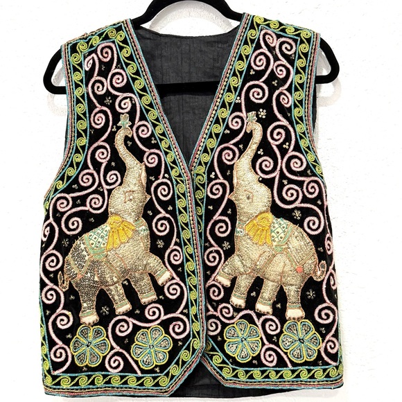 Vintage Embroidered Elephant Vest M - Picture 2 of 14